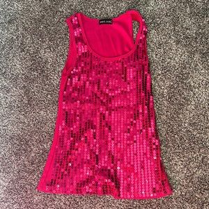 Hot pink sequin tank top